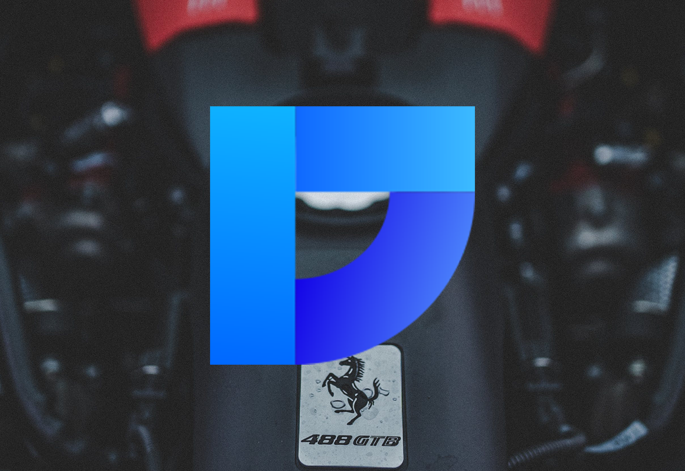 Ferrari engine with DevsForDevs logo